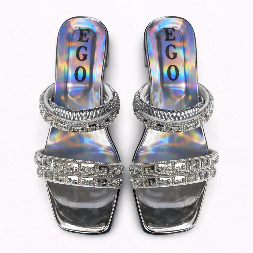 Quality Decorative Sandal with Metallic Silver Finish
