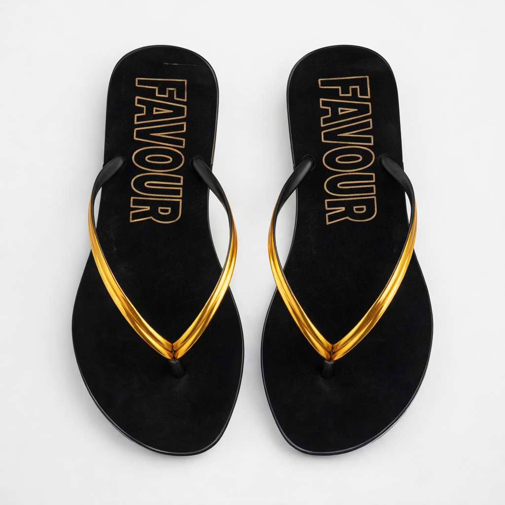 Minimal Flat Thong Sandal with Metallic Strap