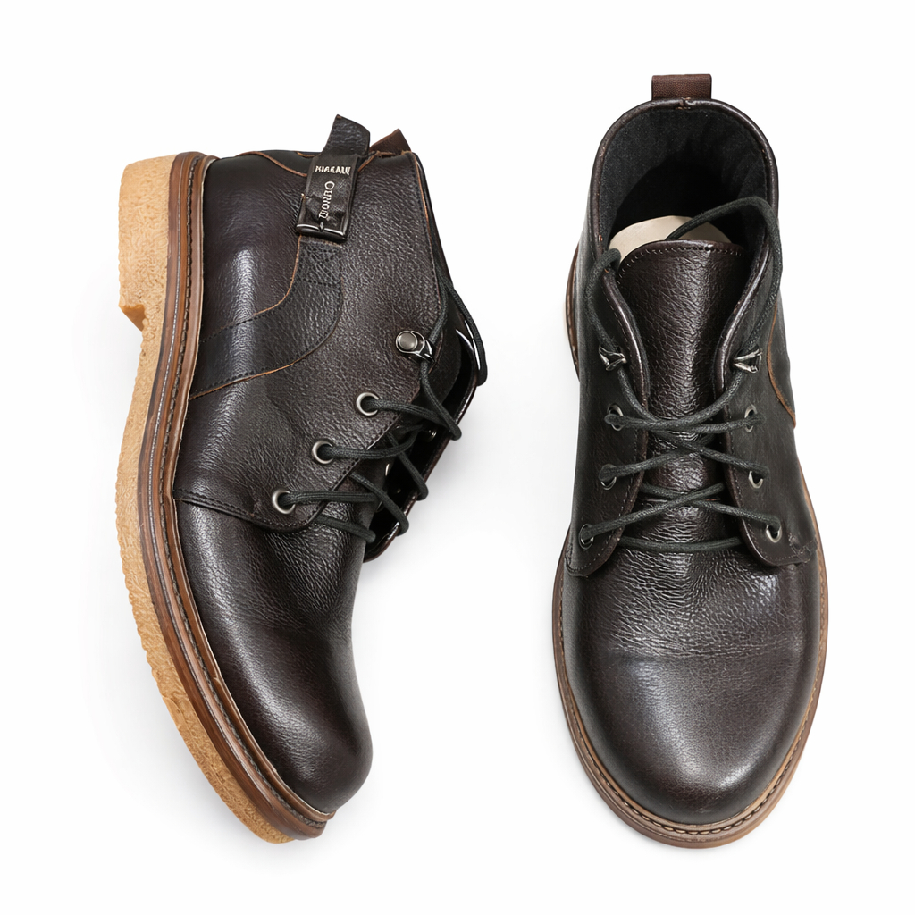 Men Lace Up Ankle Boots with Textured Sole