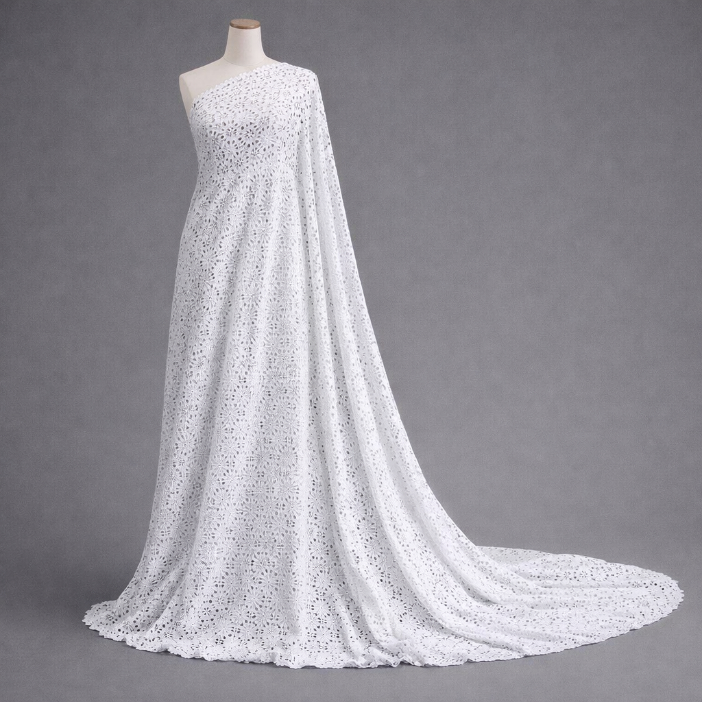 Quality White Cotton Eyelet Lace Fabric