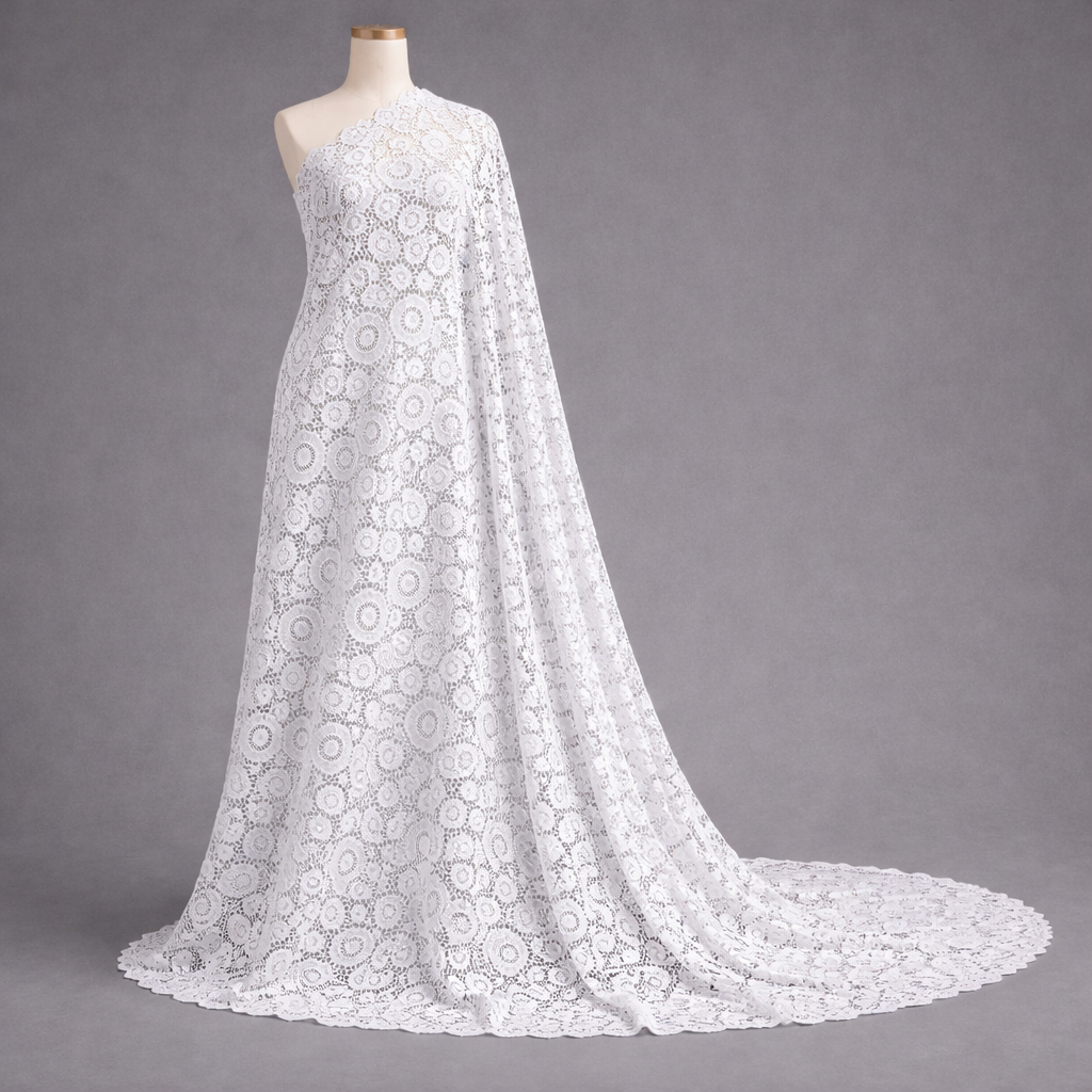 Luxury White Floral Guipure Lace Fabric