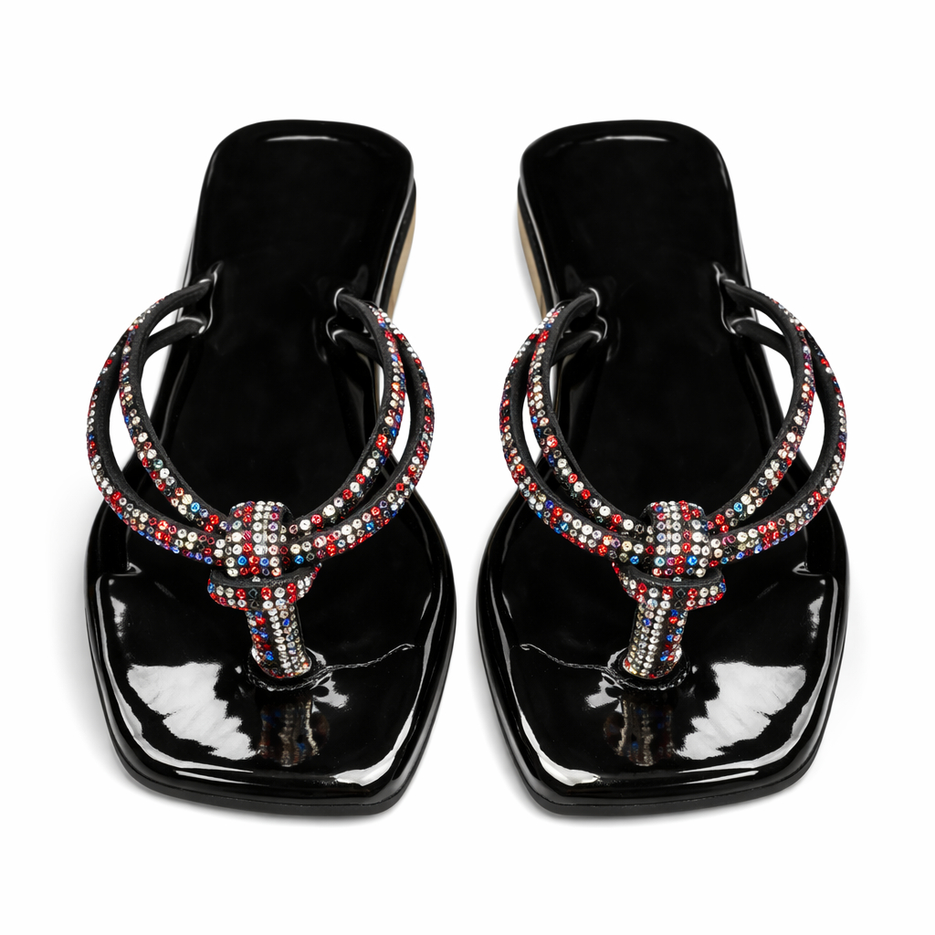 Stylish Women Slip on Sandals with Multicolor Straps