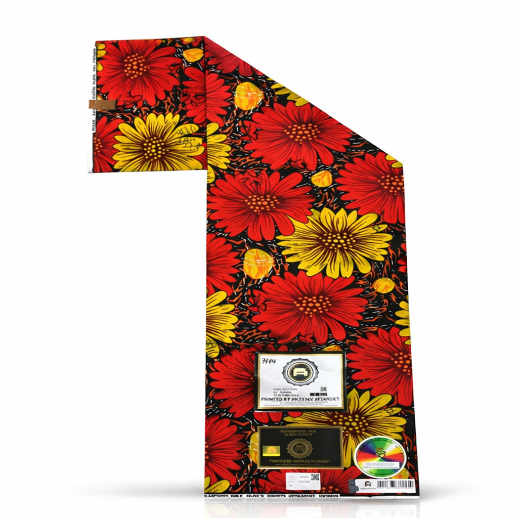 Premium Red and Yellow Floral Ankara Wax Fabric