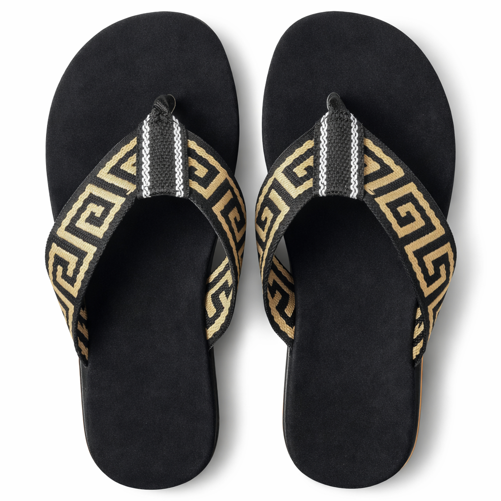 OpenToe SlipOn Sandals with Patterned Strap