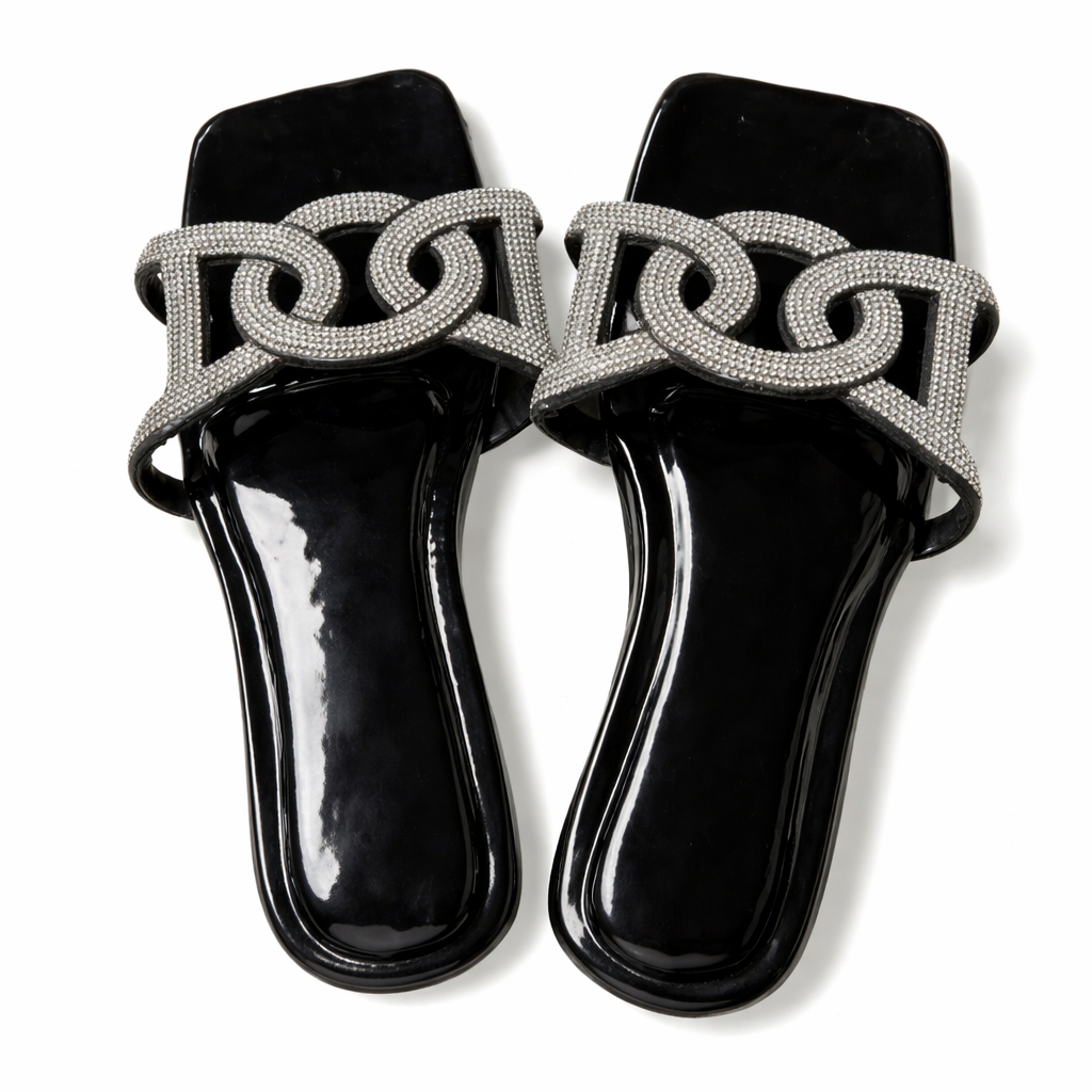 Stylish Women Sandals with Rhinestone Straps