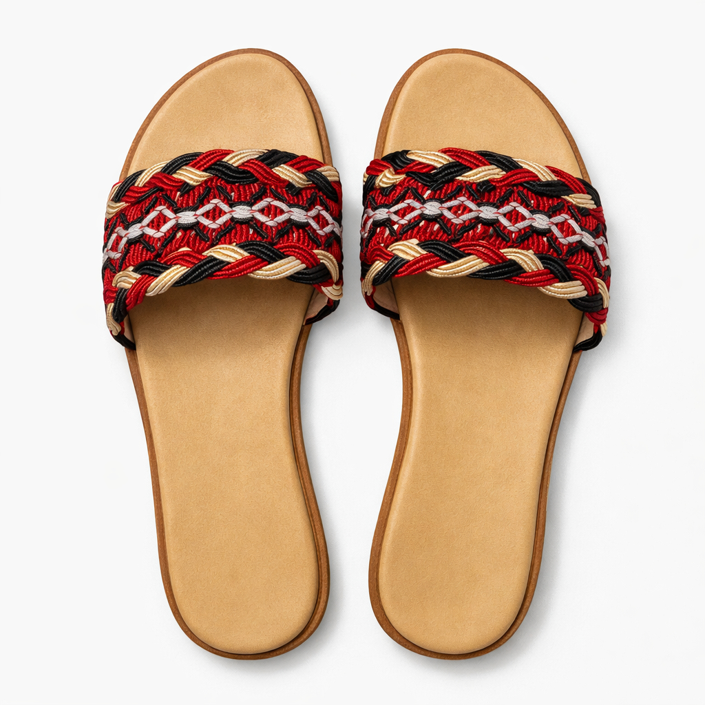 Quality Women Handwoven Strap Flat Slide Sandals