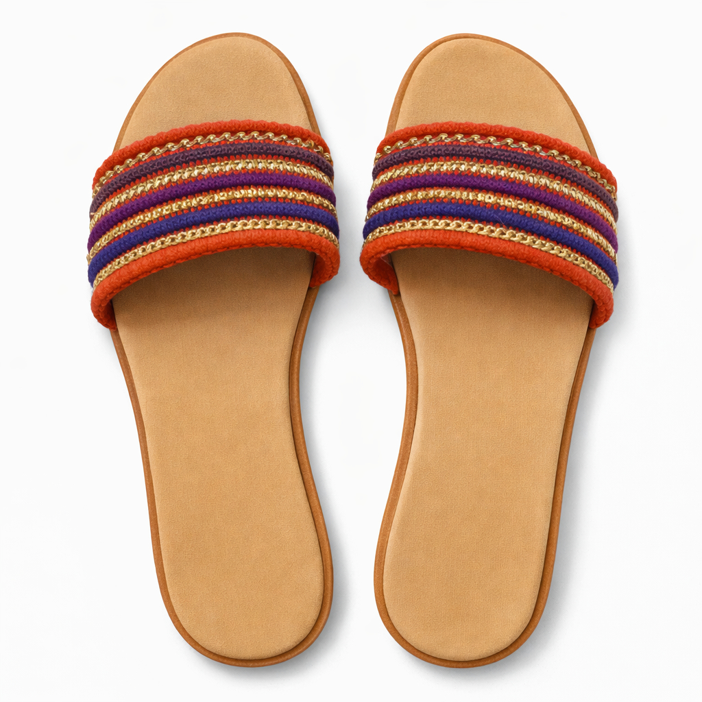 Women Flat SlipOn Sandals with Woven Strap