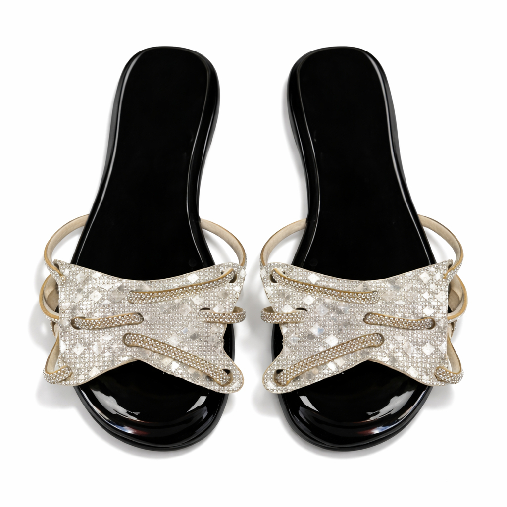 Quality Women crystal bow slide sandals