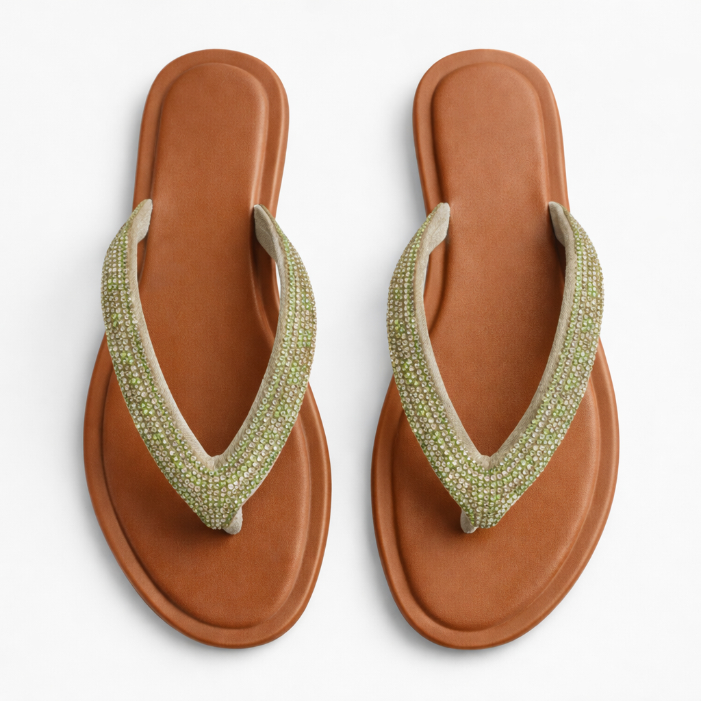 Quality Women Rhinestone Thong Flat Slide Sandals