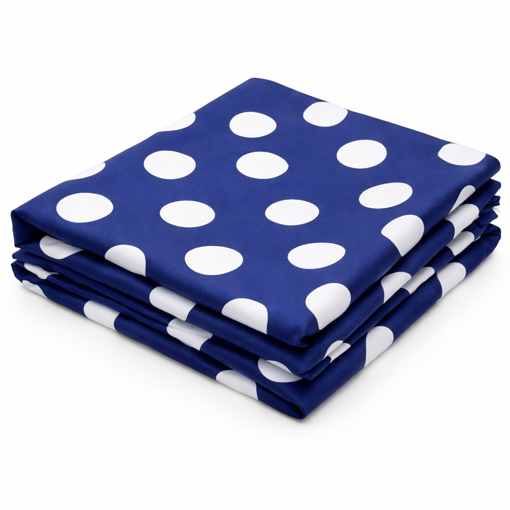Navy Blue Polka Dot Printed Fabric