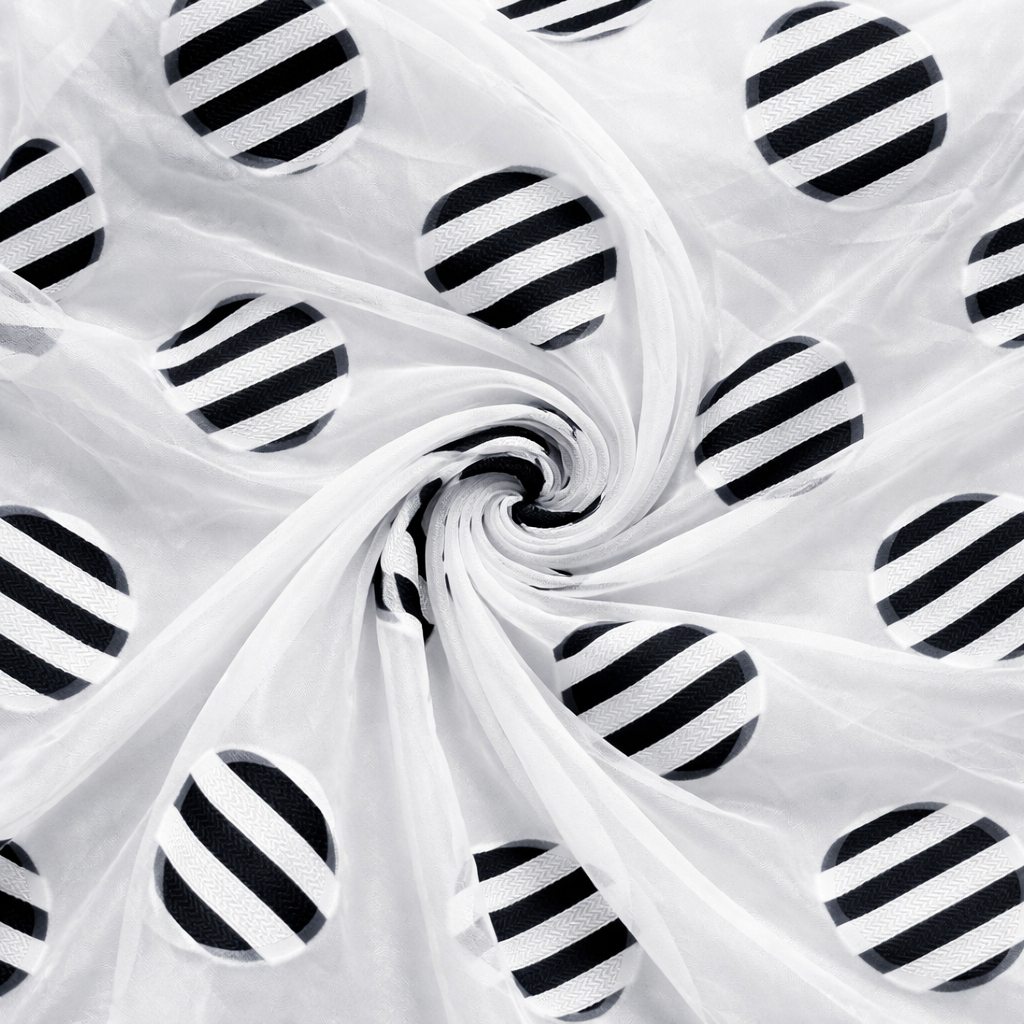 Sheer Black and White Patterned Woven Fabric