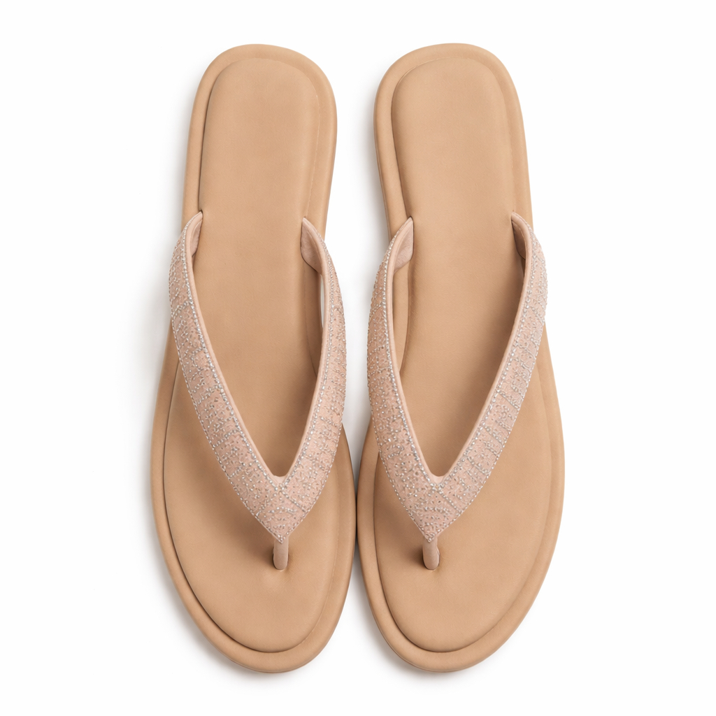 Embellished Strap Flat Slide Sandals