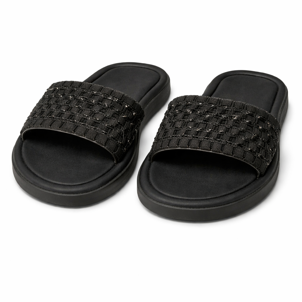 Women Embellished Slip On Comfort Slide Sandals