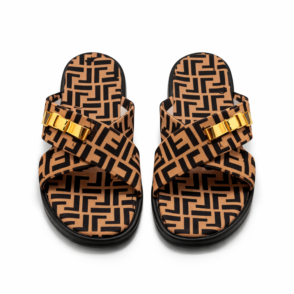 Stylish Open Toe Slip On Sandal with Geometric Print