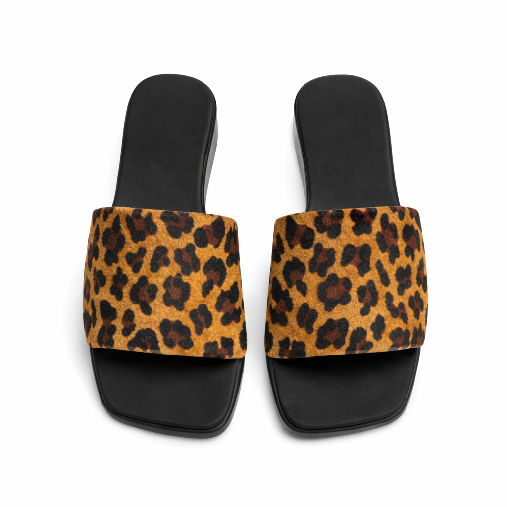 Elegant Slip On Sandals with Leopard Print strap