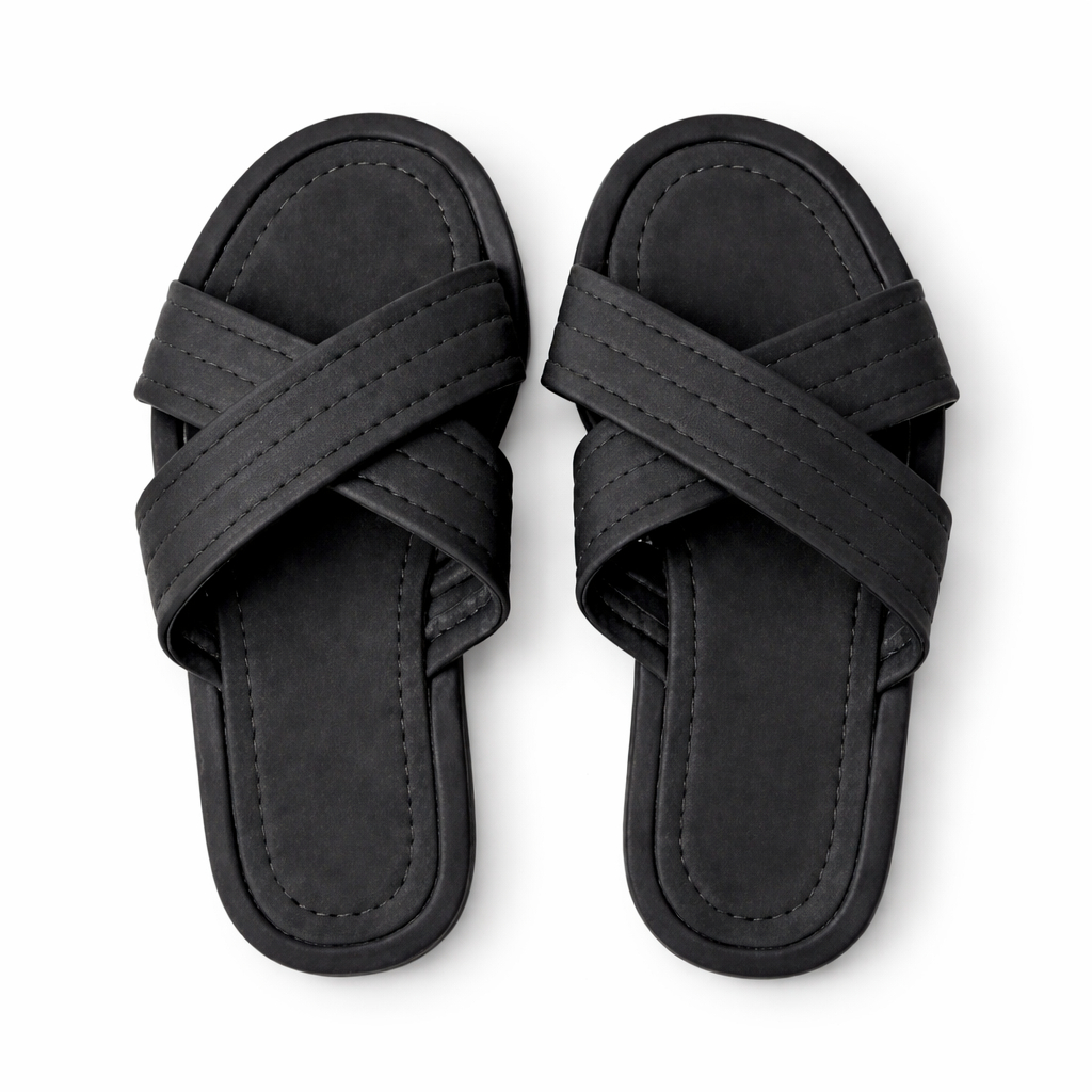 Quality Women Cushioned Cross Strap Slide Sandals