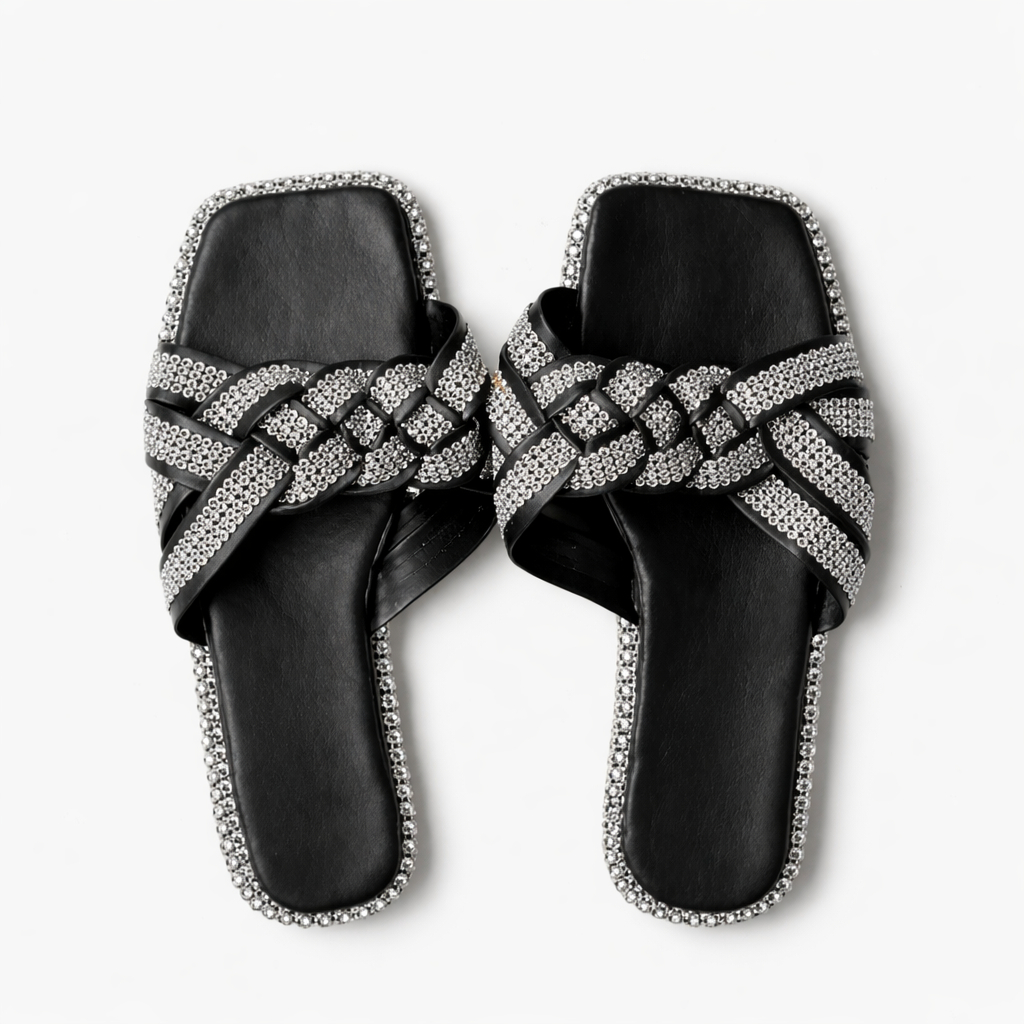 Quality Women Embellished Slip on Flat Sandals