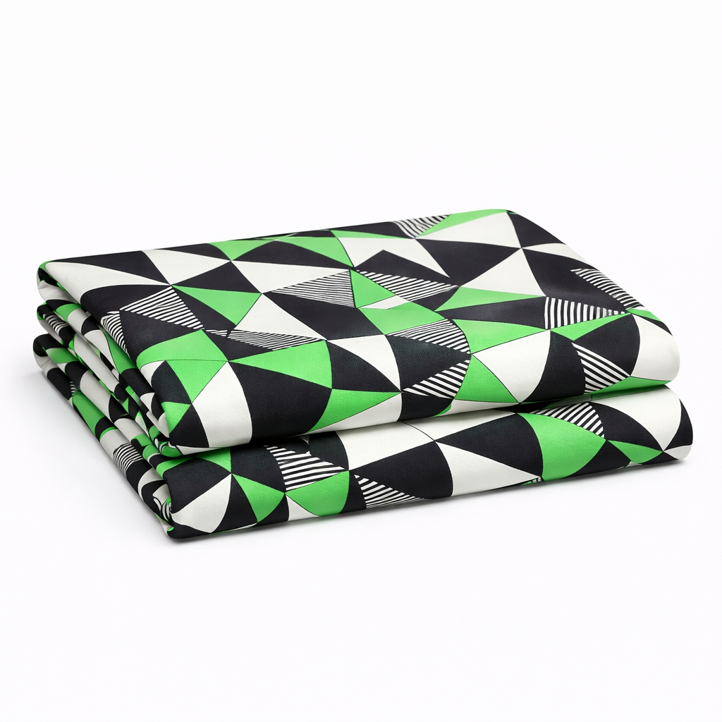 Quality Green and Black Geometric Print Fabric