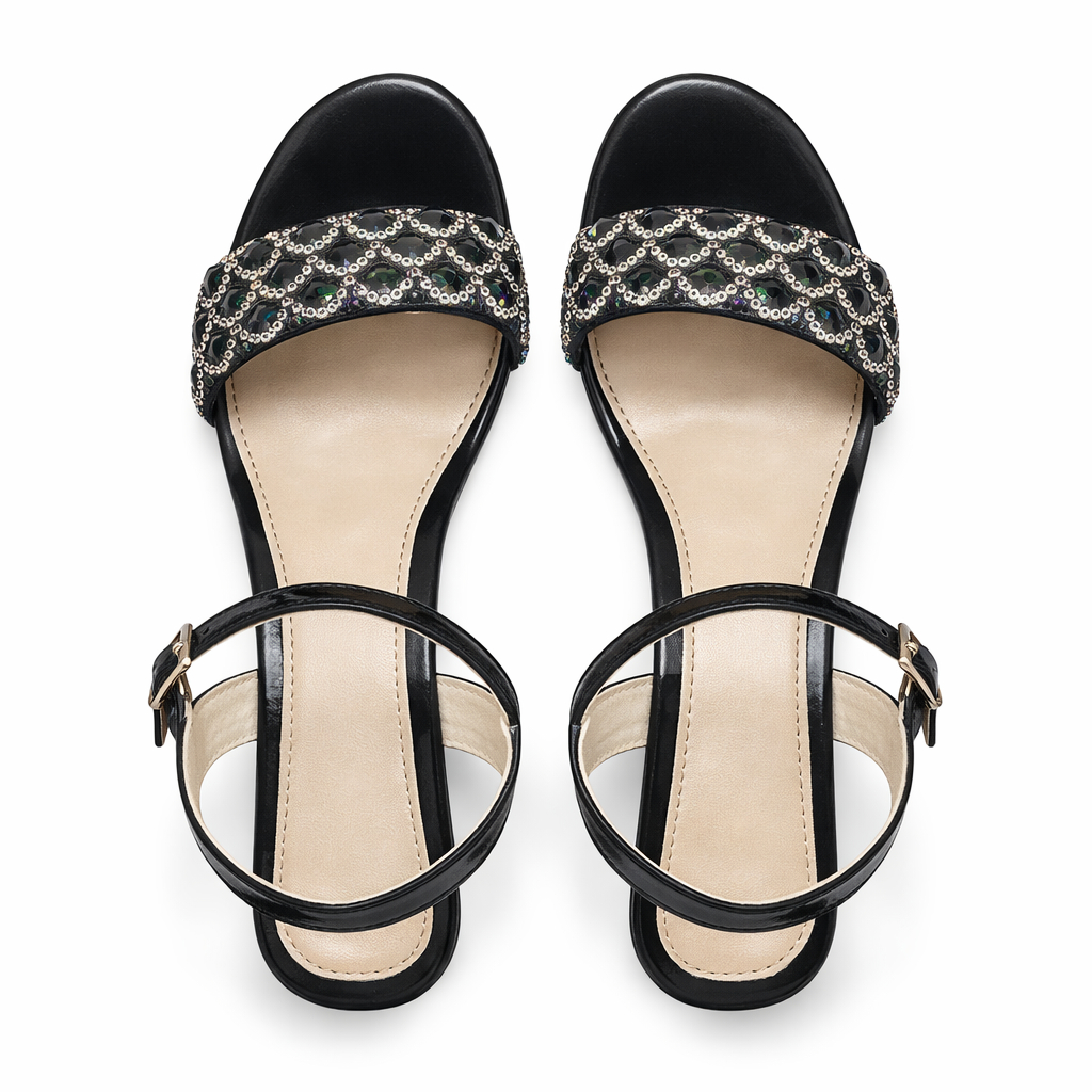 Women Embellished Block Heel Sandals with Ankle Strap