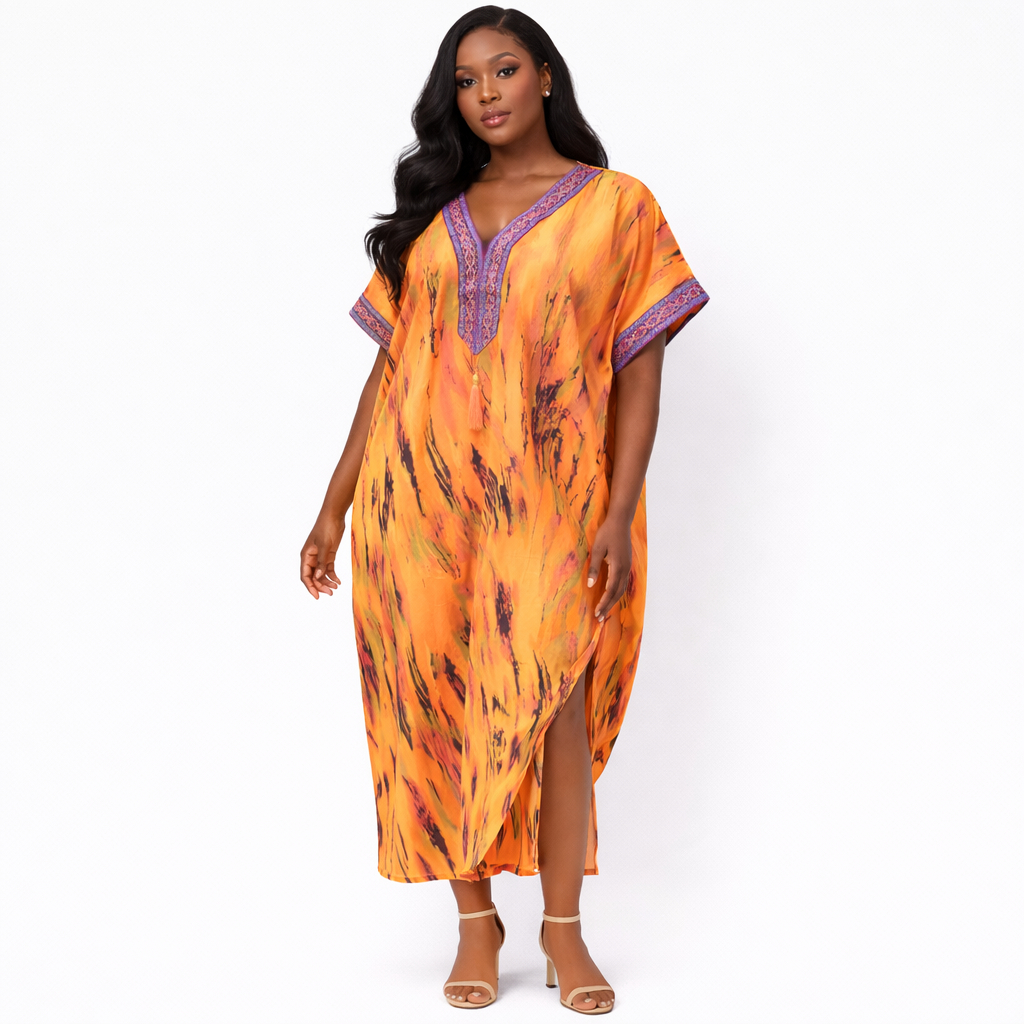 Women Loose Fit Printed Kaftan Dress