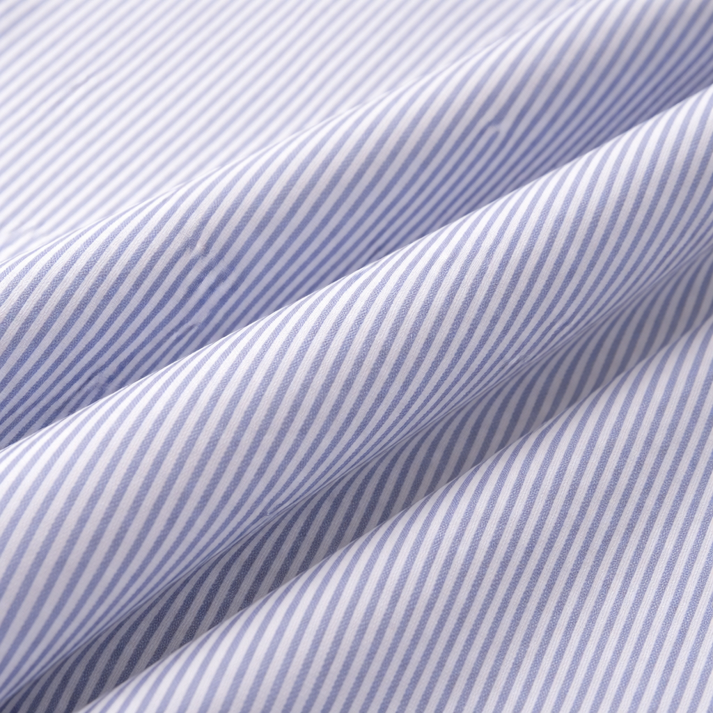 Quality Light Blue and White Pinstripe Cotton Fabric