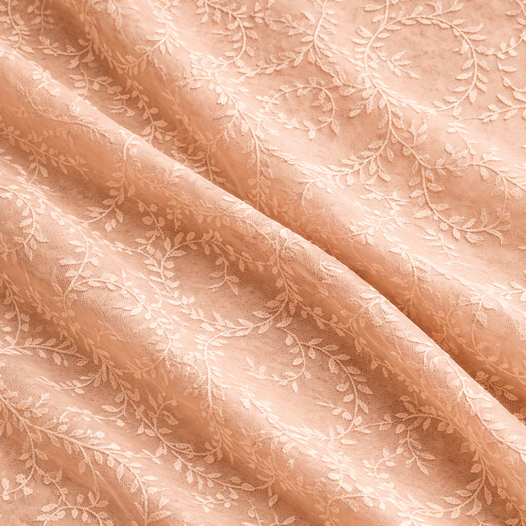 Embroidered Sheer Leaf Pattern Fabric