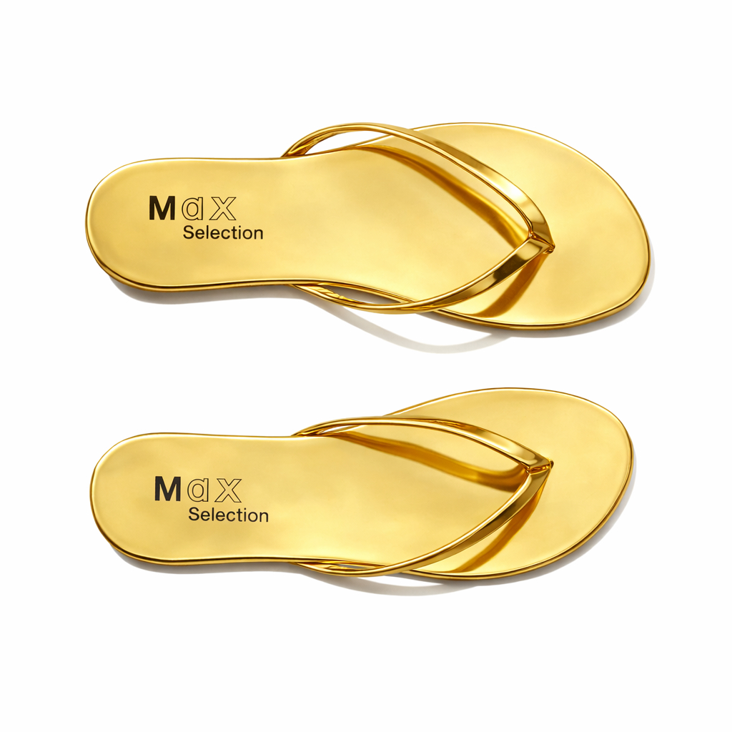 Quality women Metallic Gold Flat Flip Flop Sandals