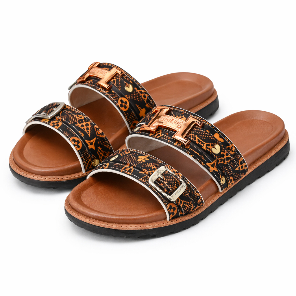 Women Designer Style Double Strap Slide Sandals