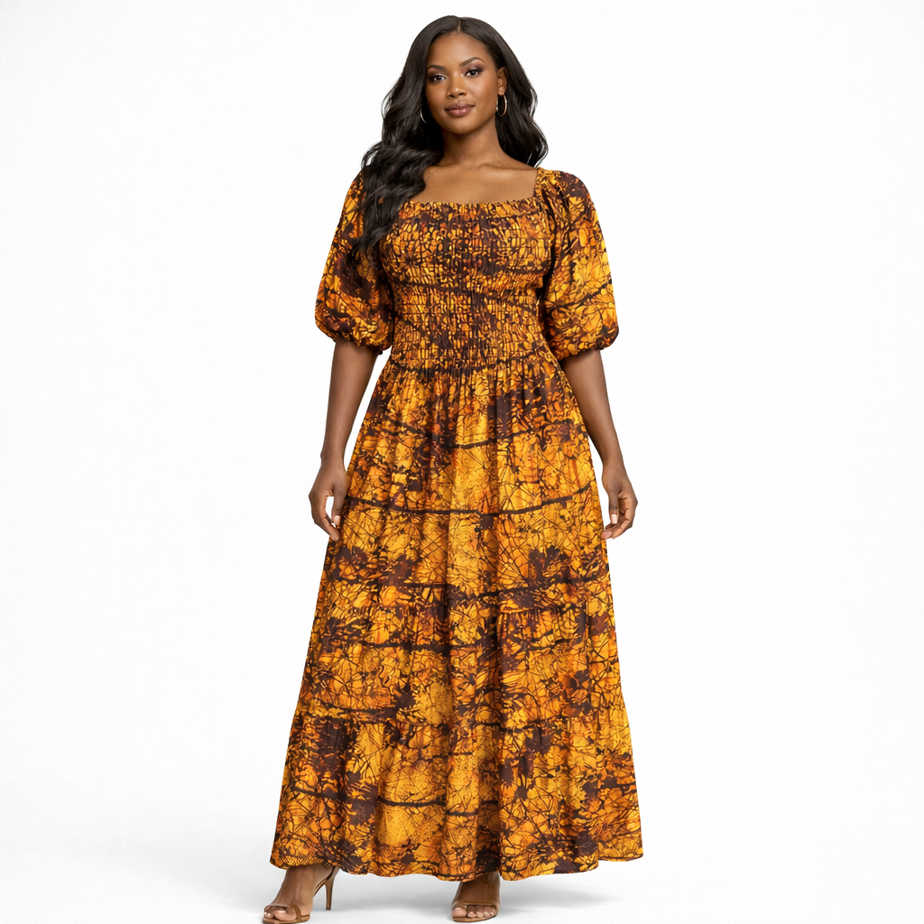 Women Smocked Off Shoulder Maxi Dress