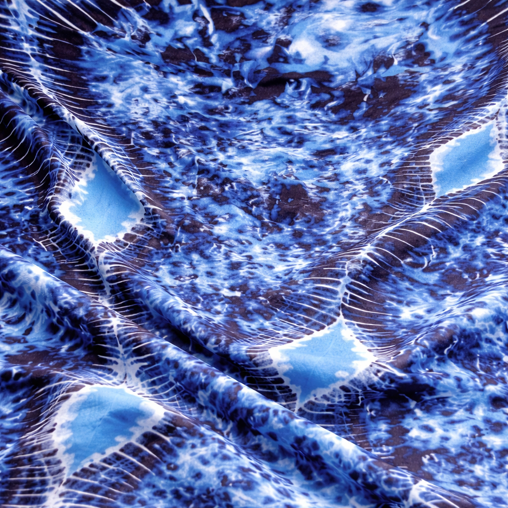 Blue Abstract Patterned Fabric Material