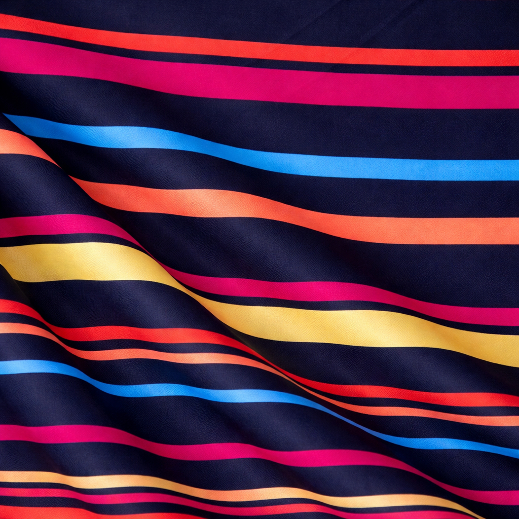 Multicolor Horizontal Striped Woven Fabric