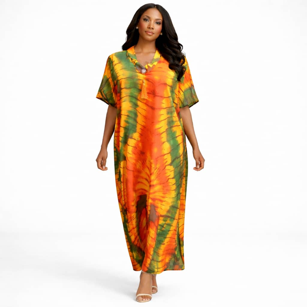 Womens Loose Fit Printed Kaftan Dress