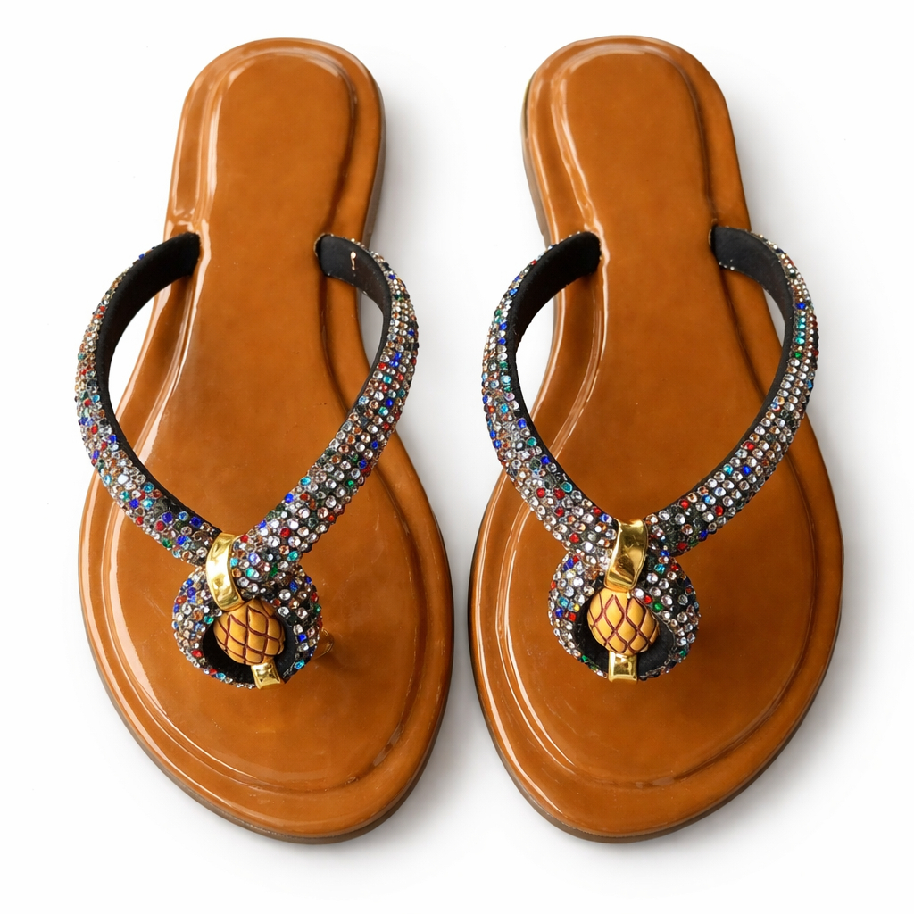 Quality Embellished Flat Thong Slip on slides for Women