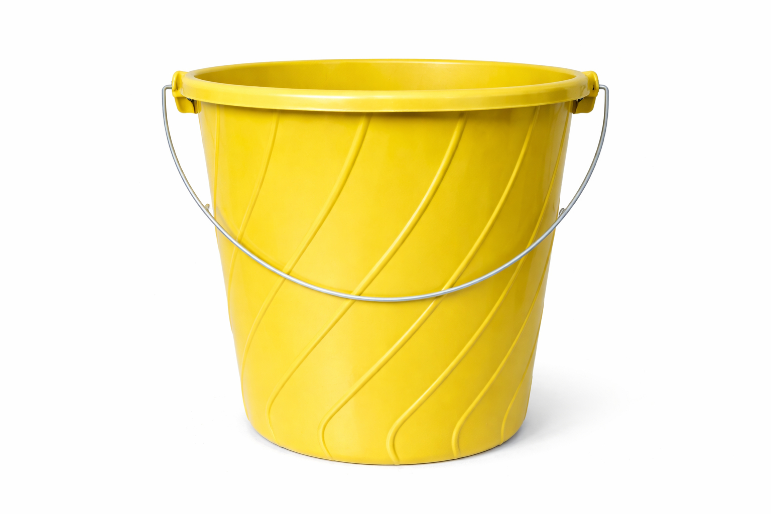 Yellow Plastic Utility Bucket with Metal Handle