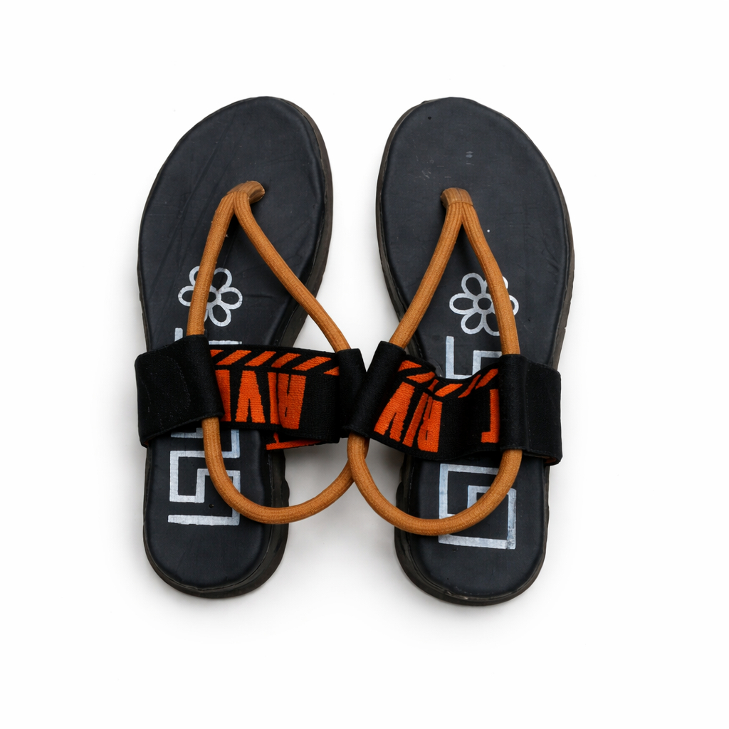 Women Black and Brown Rope Strap Flat Sandals