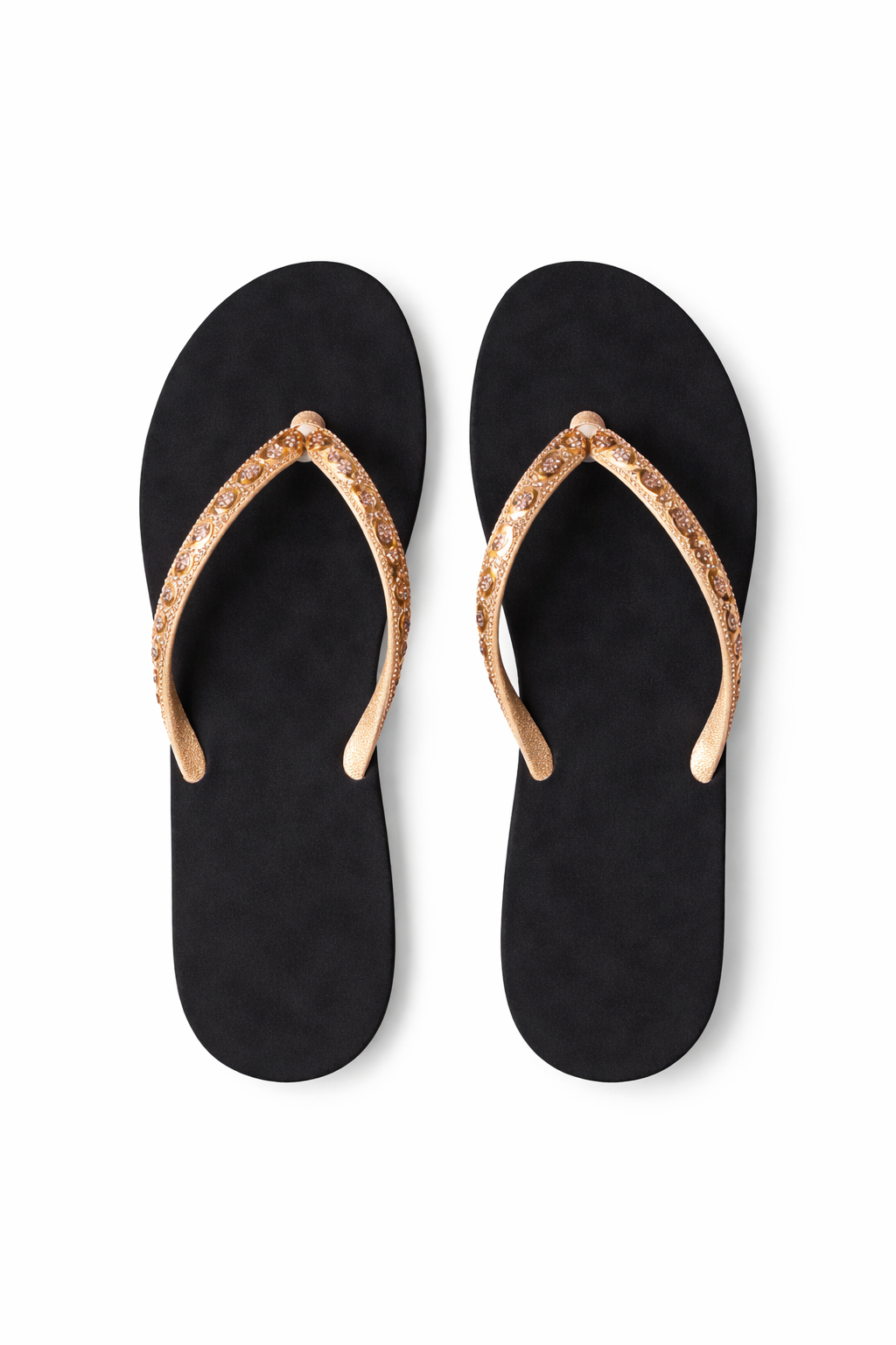 Embellished Flat Thong Sandals with Padded Footbed