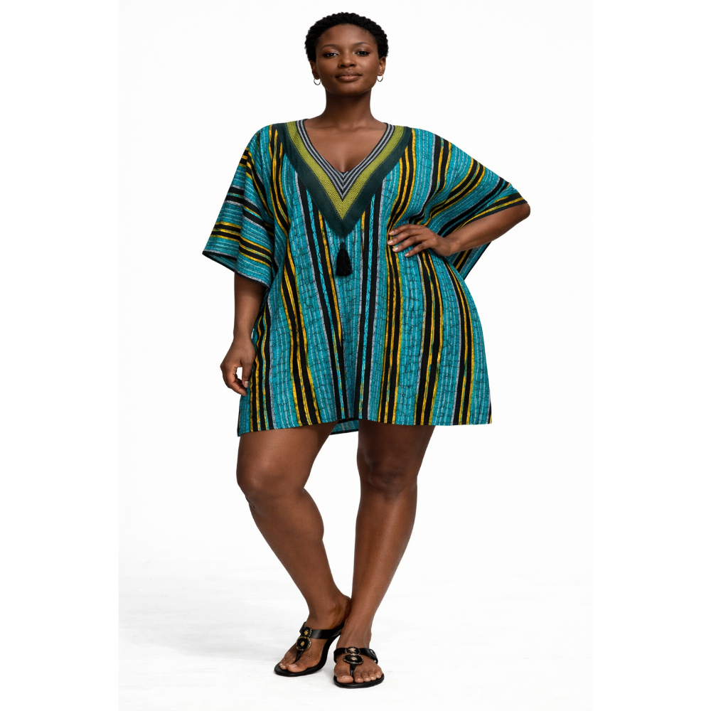 Quality Printed V Neck Kaftan Dress