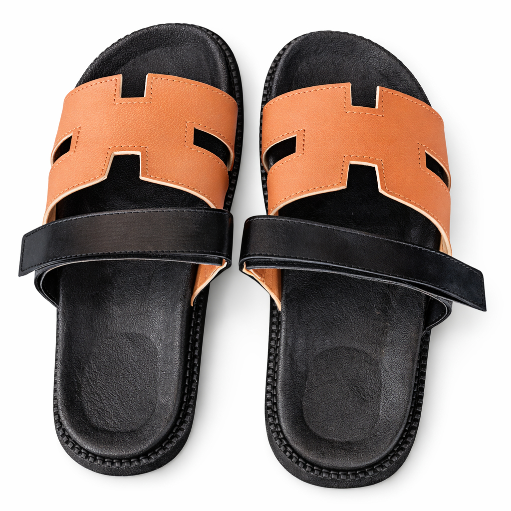 Adjustable Two Strap Flat Slide Sandals