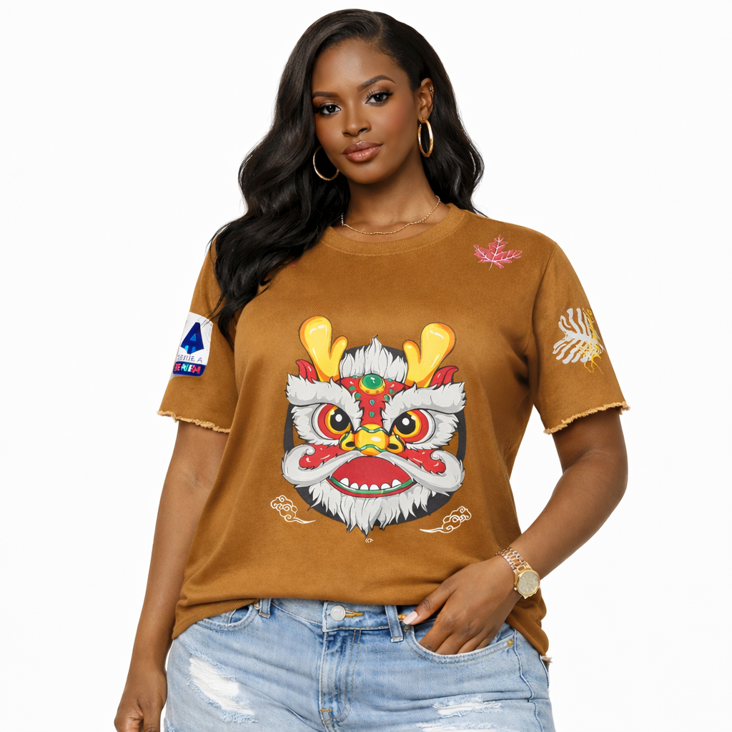 Women  Cartoon Dragon Graphic T Shirt