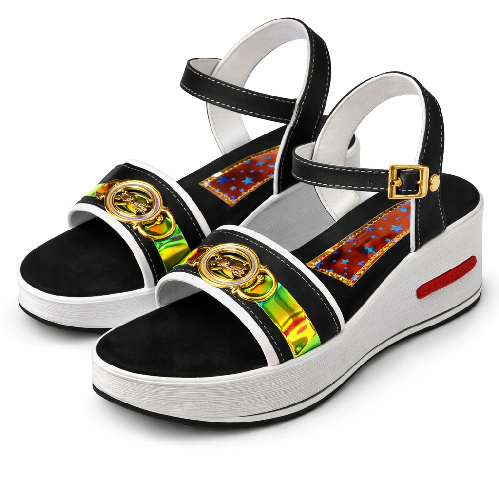 Womens Flat Ankle Strap Sandals with Decorative Front Detail