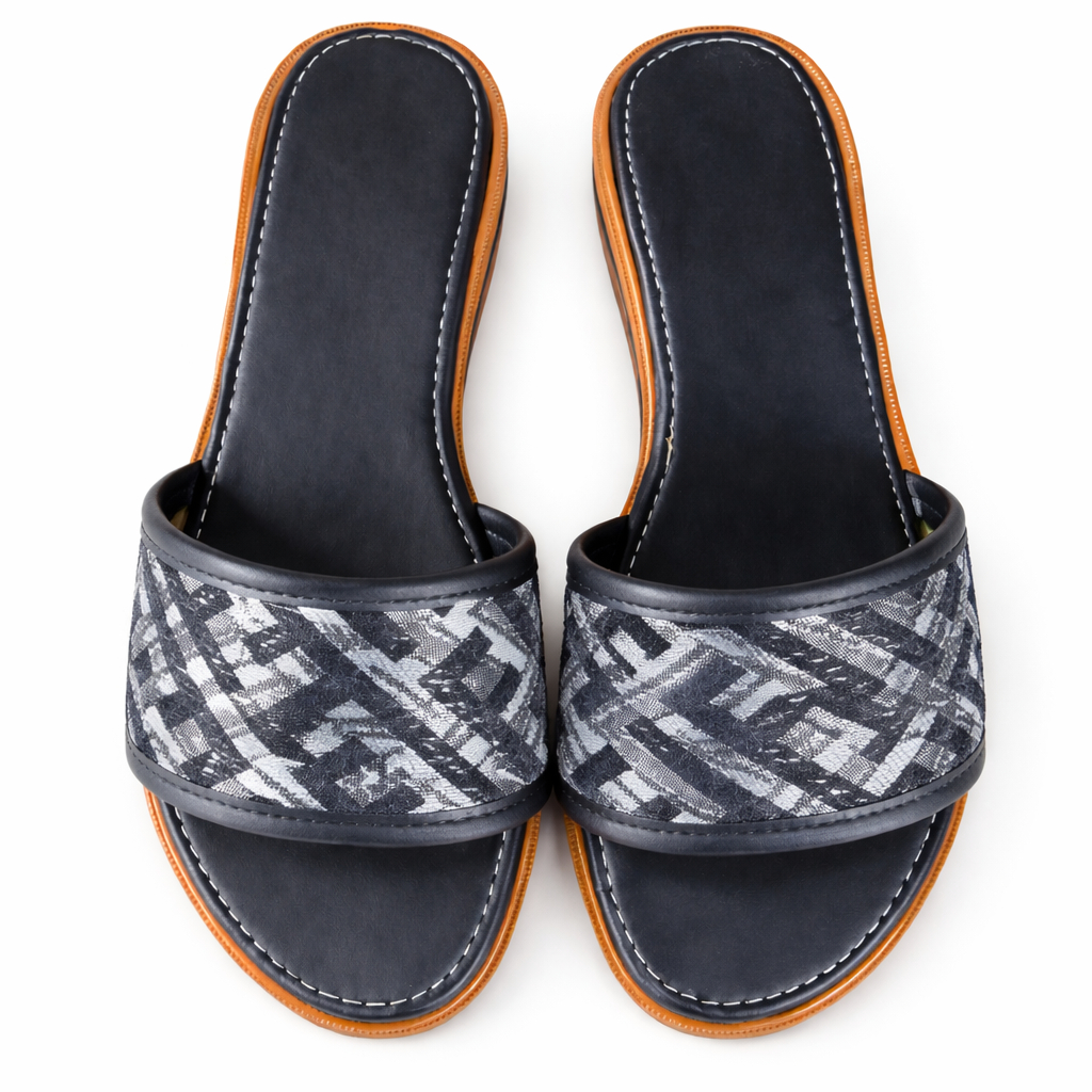 Quality Womens Open Toe Slip On Slide Sandals with Textured Strap