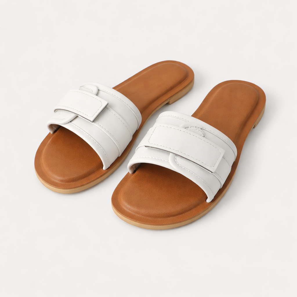 Womens Flat Slip On Slide Sandals with Padded Strap