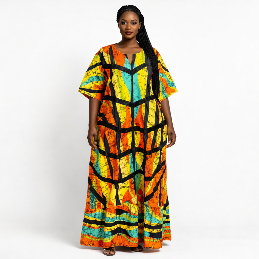 Quality Women Multicolour Ankara Maxi Gown