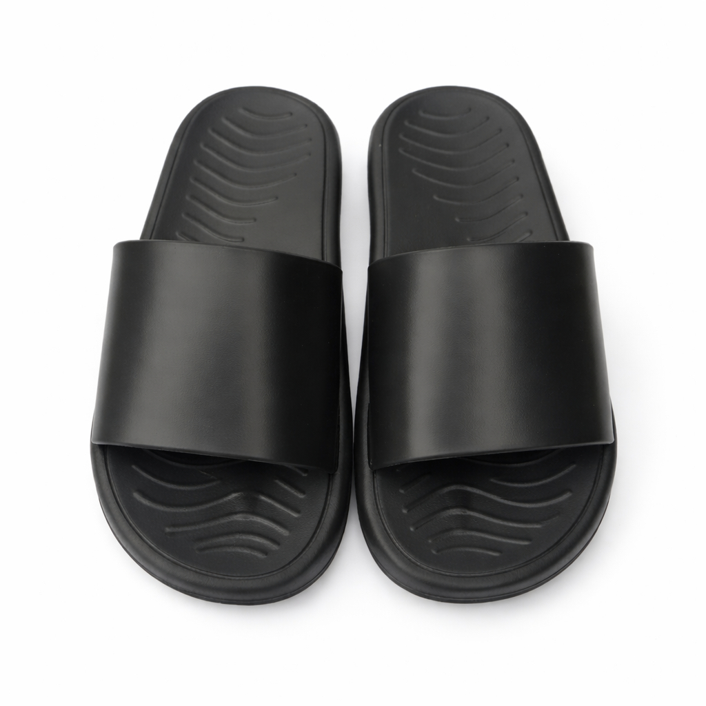 Black Slip On Casual Sandals
