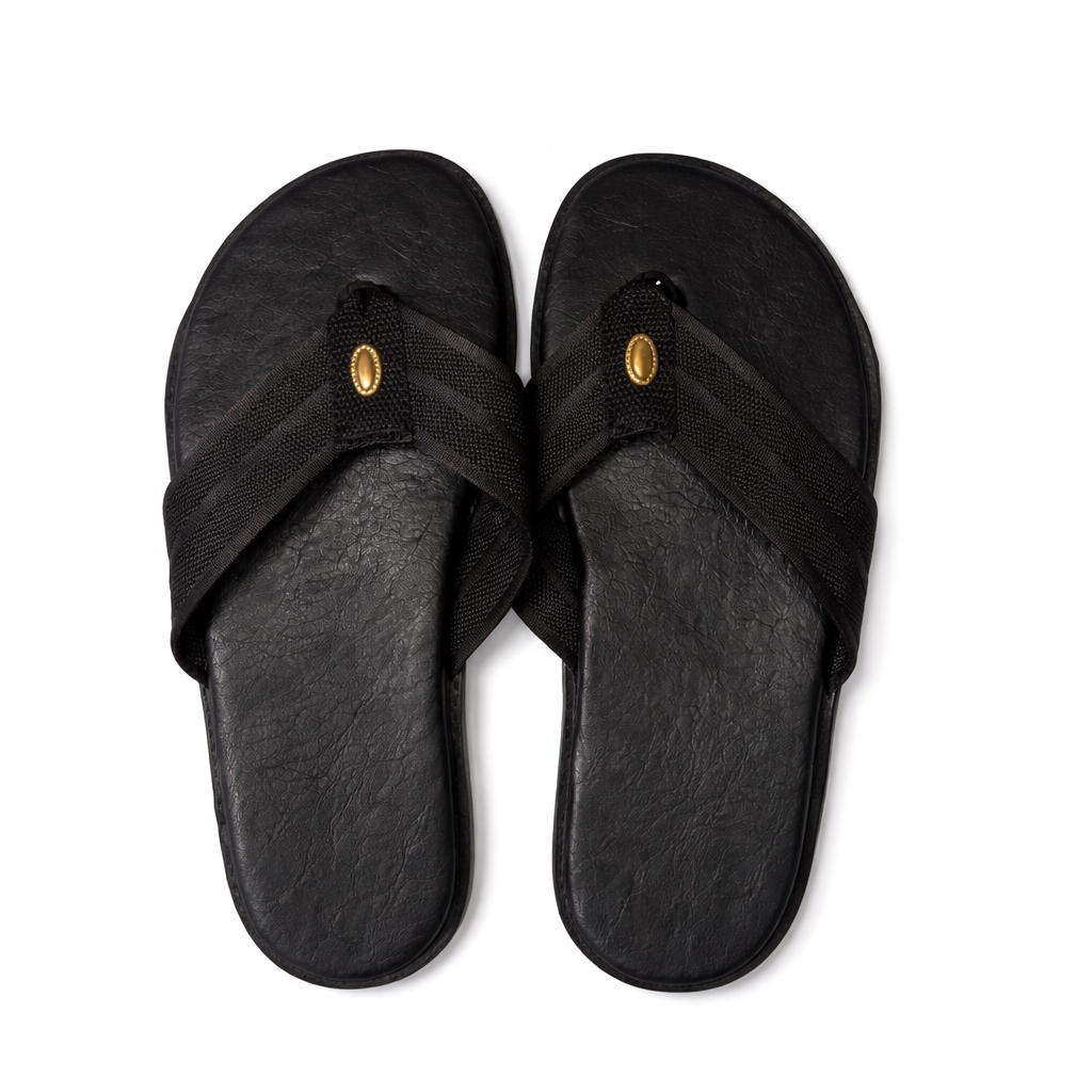 Quality Men Black Cross Strap Slip on Sandals