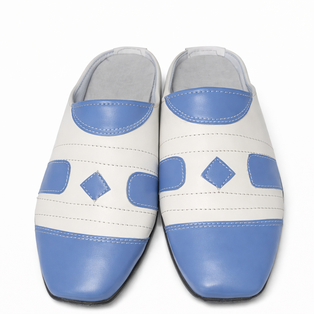 Quality Men Blue and Cream Slip On Casual Loafers
