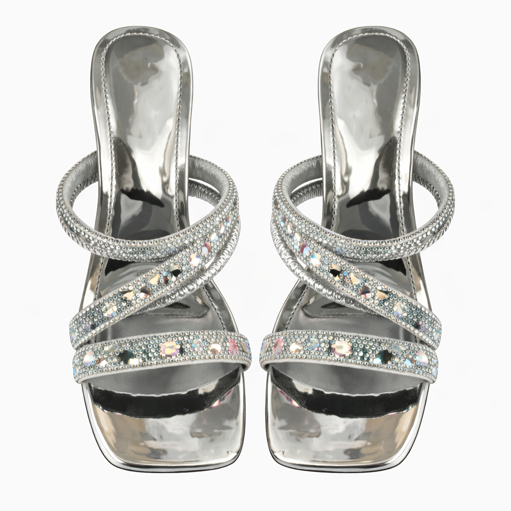 Metallic Gold Embellished Multi Strap Flat Sandals