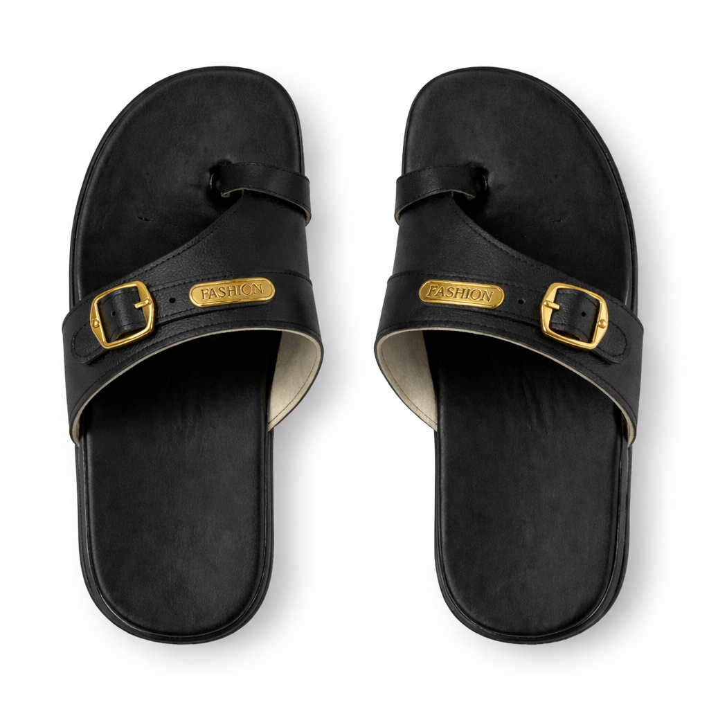 Quality Black Adjustable Strap slide Sandals
