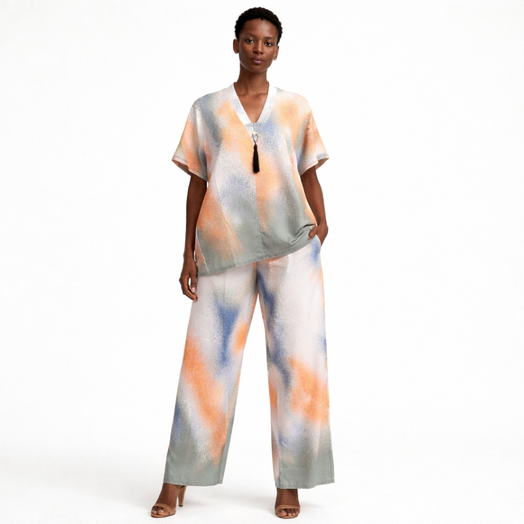 Abstract Print Two Piece Lounge Set