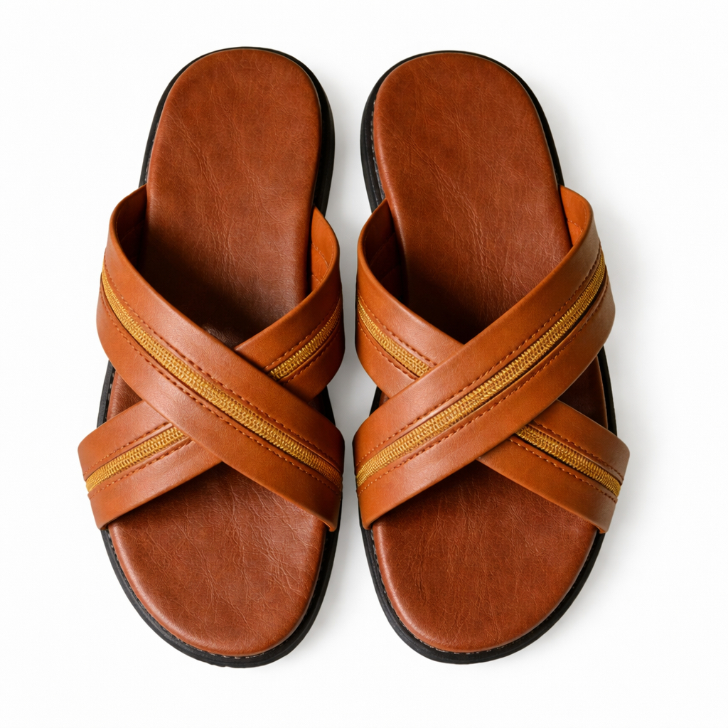 Men Cross Strap Open Toe Slide Sandals